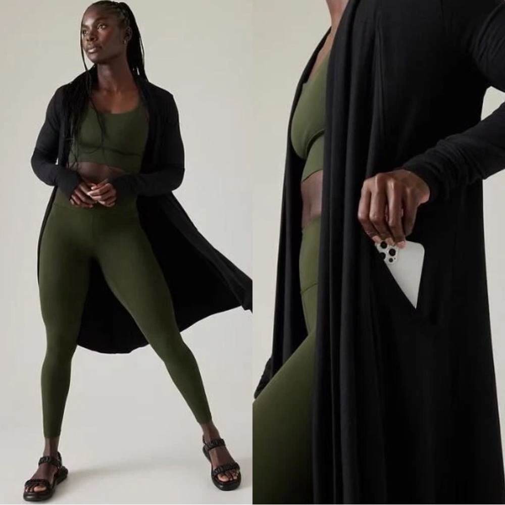Athleta • Pranayama Long Wrap in Nirvana Knit jacket cardigan sweater black - Picture 3 of 14